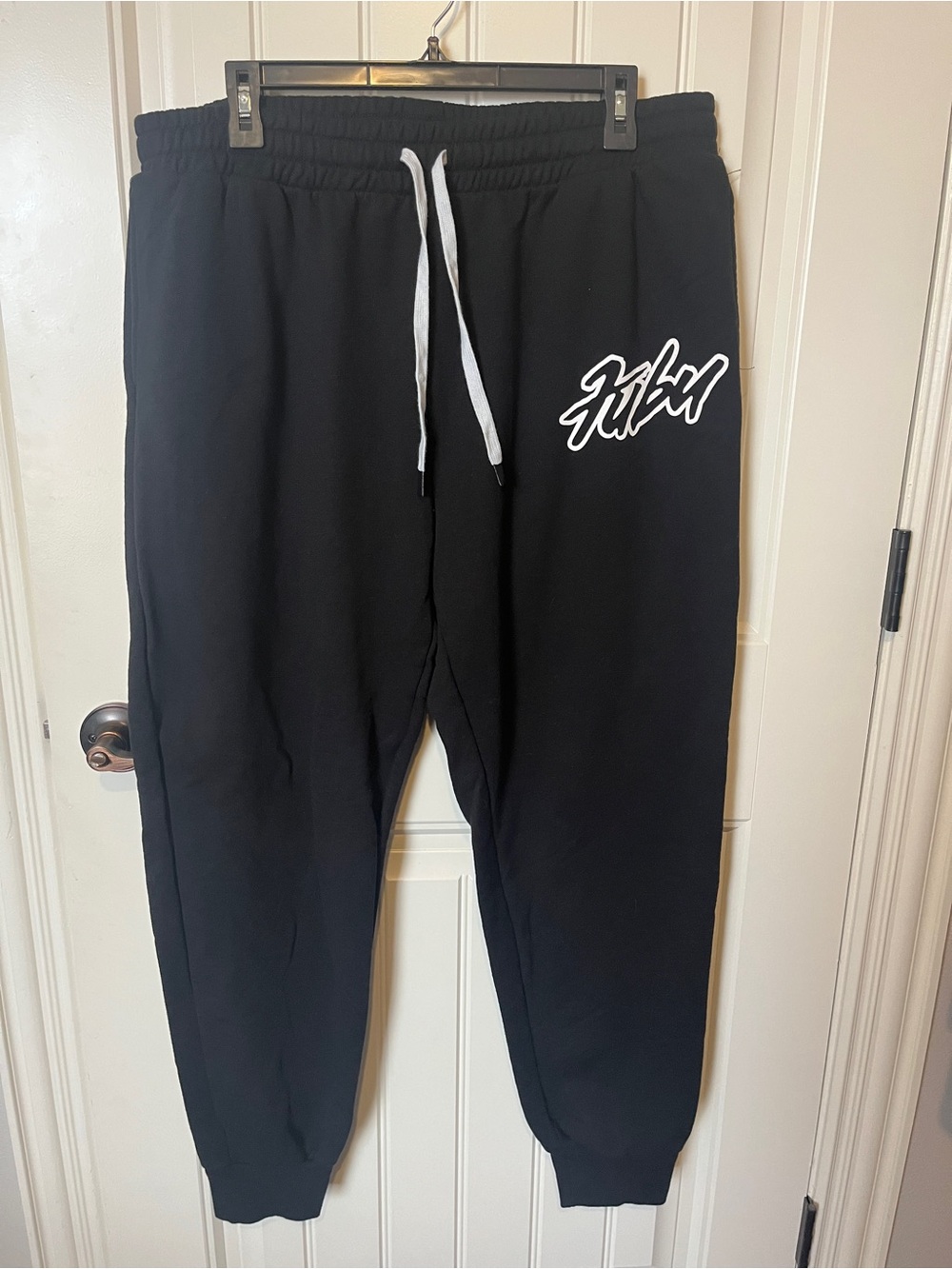 FUBU Black Jogger Sweatpants with White Script Logo